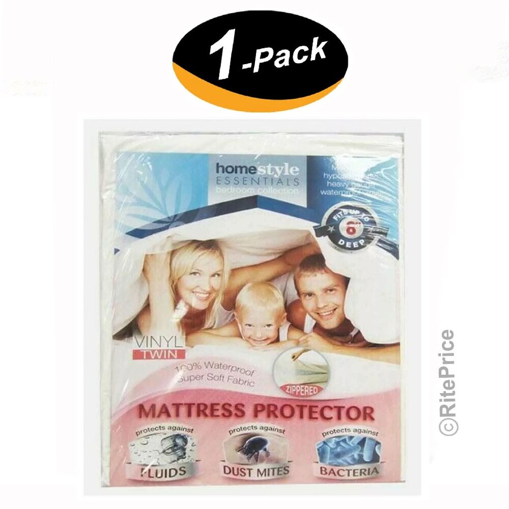 Vinyl Mattress Protector-Waterproof & Dust Mite Proof Durable Cover - Twin Size